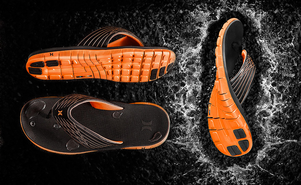 Nike Free được ứng dụng vào sandal Phantom của Hurley - một thương hiệu của Nike chuyên về đồ lướt sóng 