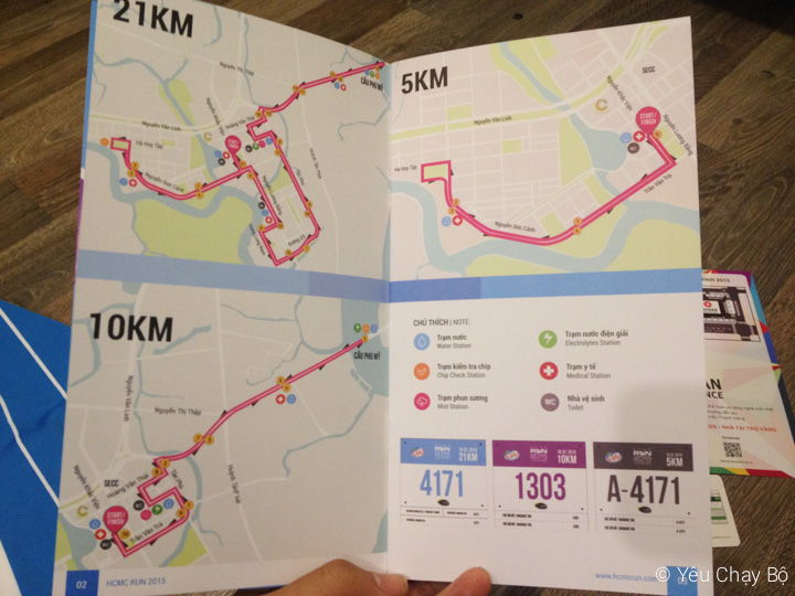 Bản đồ đường chạy cho 3 cự ly thi đấu ở HCMC Run 2015