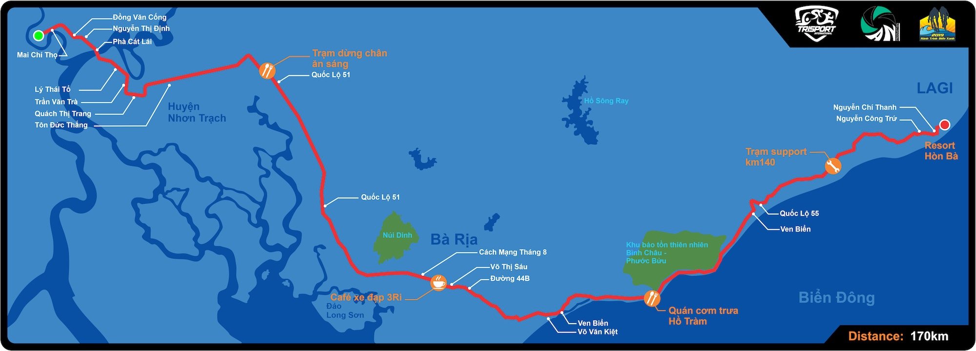 Kí sự Hành Trình Biển Xanh 2019 (15/06/2019) - Tàn bạo quá sức! (175km) - map htbx final