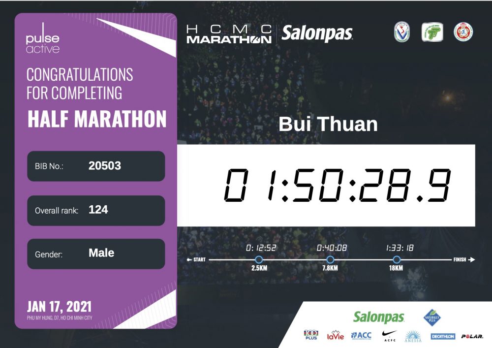 Kí sự HCMC Marathon 2021 - Giải tỏa cơn khát - hcmc marathon 2021 thuan bui result