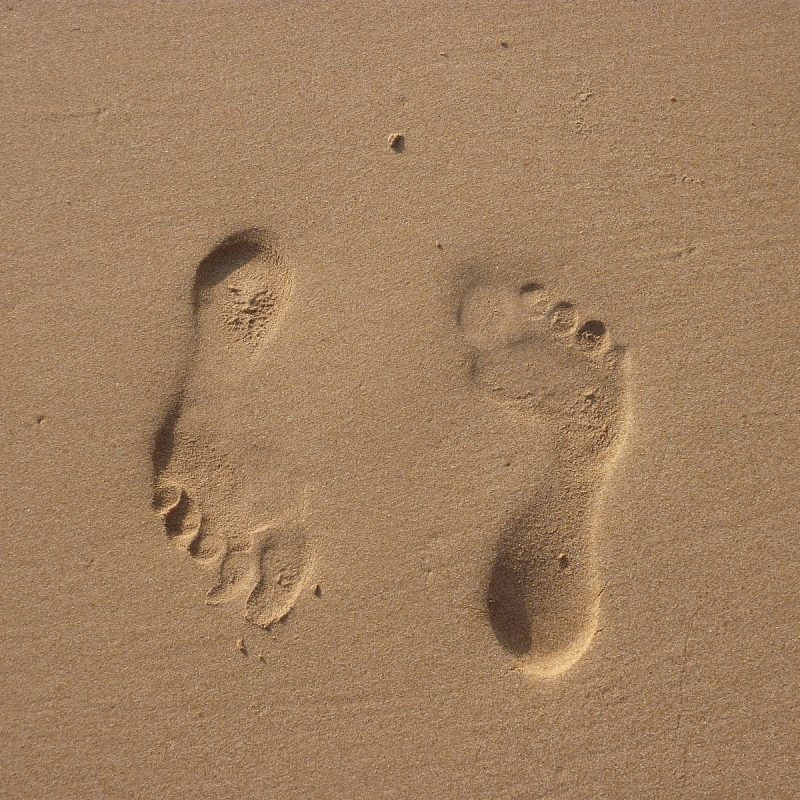 Yêu Chạy Bộ 2020 - footprint pronation tracks in the sand 1444747