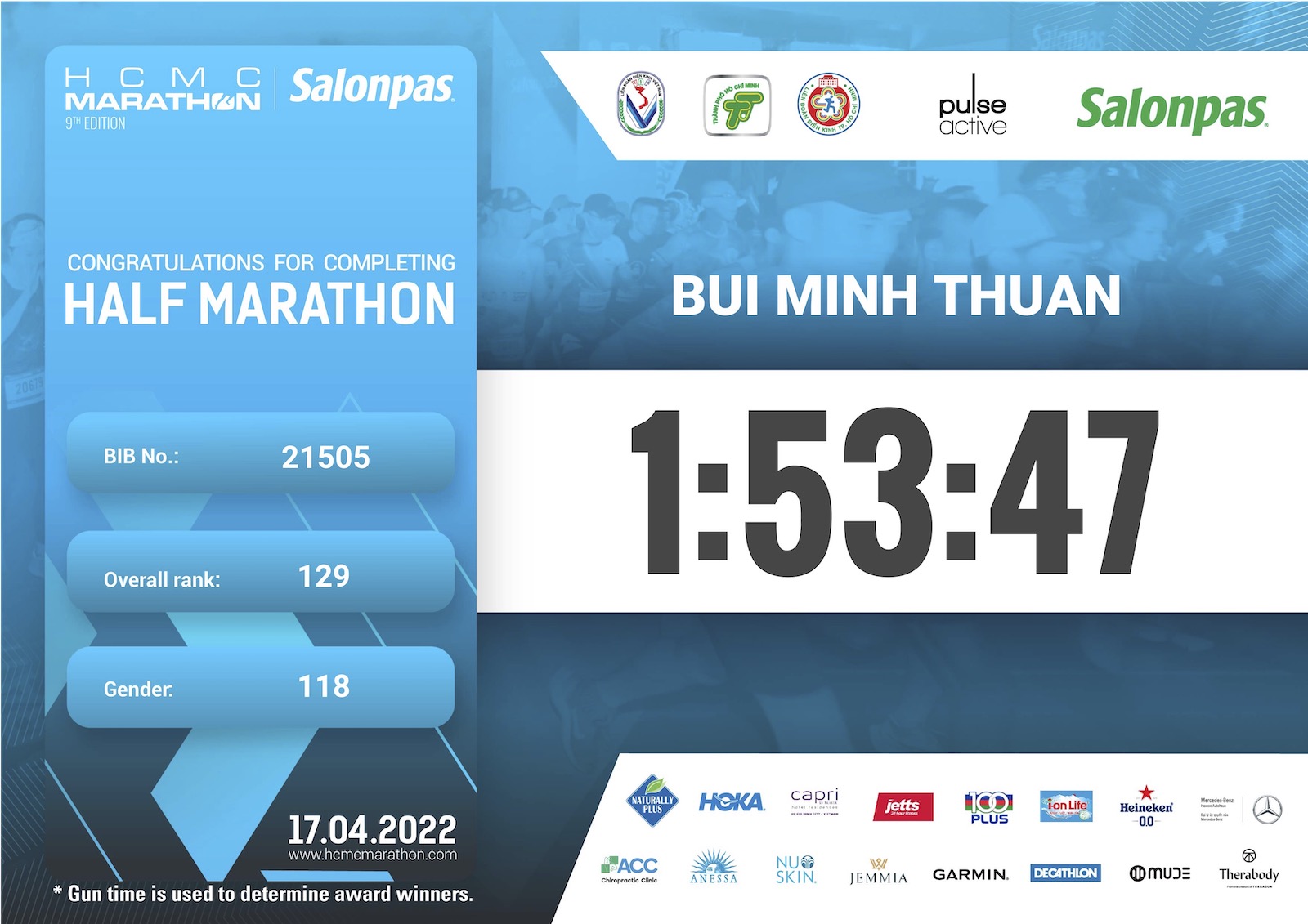 Kí sự HCMC Marathon 2022 - Lần đầu đua 21K với vợ - hcmc marathon 2022 certificate